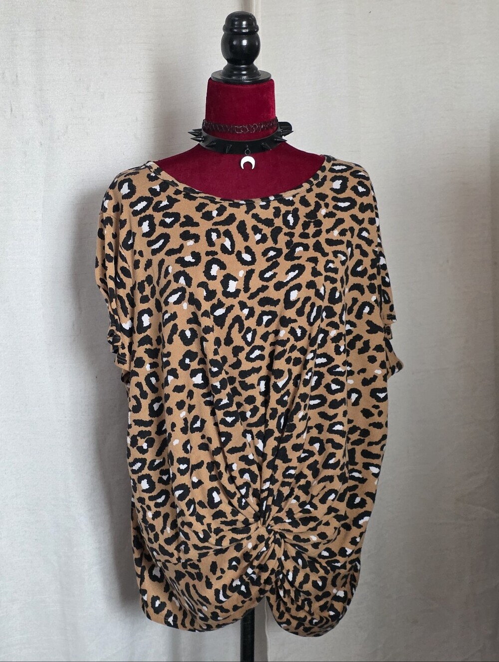 Leopard Knot-Front Top